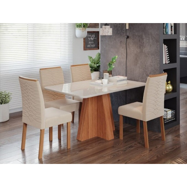 CJ MESA 4C CIMOL MAITE RETANGULAR 130X80 C/VDO CAD. CLARICE CINAMOMO/OFF WHITE/NUDE