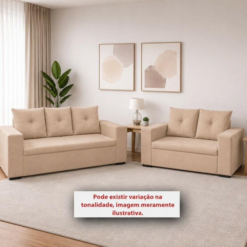 CJ ESTOFADO RG FLEX 2/3 LUGARES TURIM BEGE CJ ESTOFADO RG FLEX 2/3 LUGARES TURIM BEGE