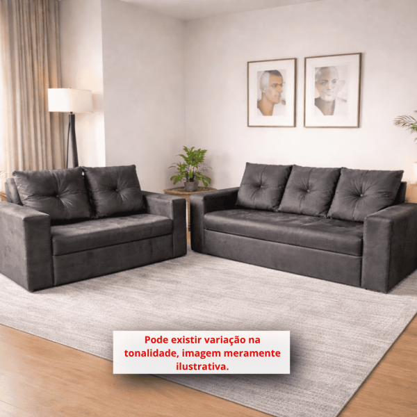 CJ ESTOFADO RG FLEX 2/3 LUGARES TURIM CINZA CJ ESTOFADO RG FLEX 2/3 LUGARES TURIM CINZA