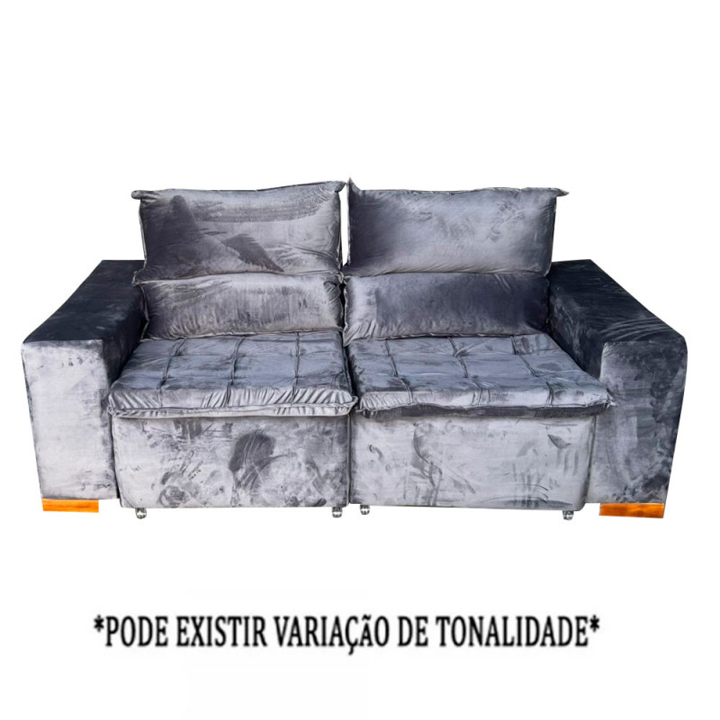 ESTOFADO BOMFLEX CHILE RETRATIL CINZA VELUDO ASTECA 09