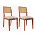 CJ MESA 04 CADEIRAS AGN ANNA RETANGULAR 116X80 C/VIDRO MADEIRA/OFF WHITE