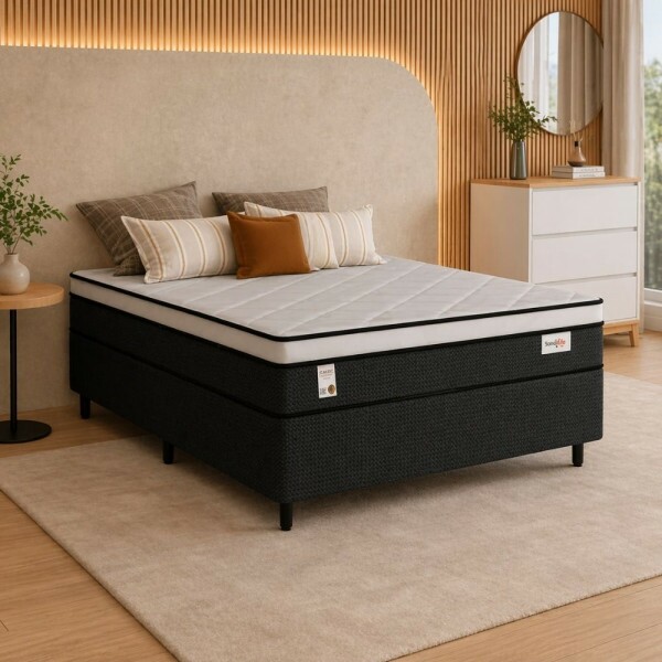 CJ BASE BOX/COLCHAO 138X188X72 PLUMATEX SMARTFLEX BLACK MOLAS ENSACADAS