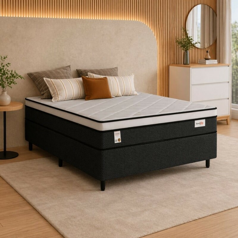 CJ BASE BOX/COLCHAO 138X188X72 PLUMATEX SMARTFLEX BLACK MOLAS ENSACADAS CJ BASE BOX/COLCHAO 138X188X72 PLUMATEX SMARTFLEX BLACK MOLAS ENSACADAS