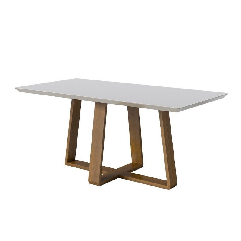 MESA IMCAL WOOD 1.8 C/ VIDRO RETANGULAR OFF WHITE/CINAMOMO MESA IMCAL WOOD 1.8 C/ VIDRO RETANGULAR OFF WHITE/CINAMOMO