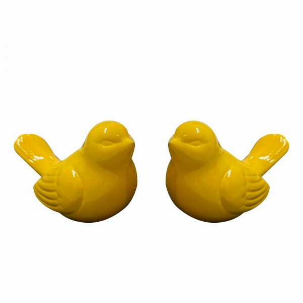 DUPLA DE PASSAROS CERAMICA AMARELO DUPLA DE PASSAROS CERAMICA AMARELO