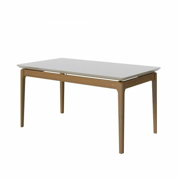 MESA IMCAL WIND 1.6 C/ VIDRO RETANGULAR OFF WHITE / CINAMOMO