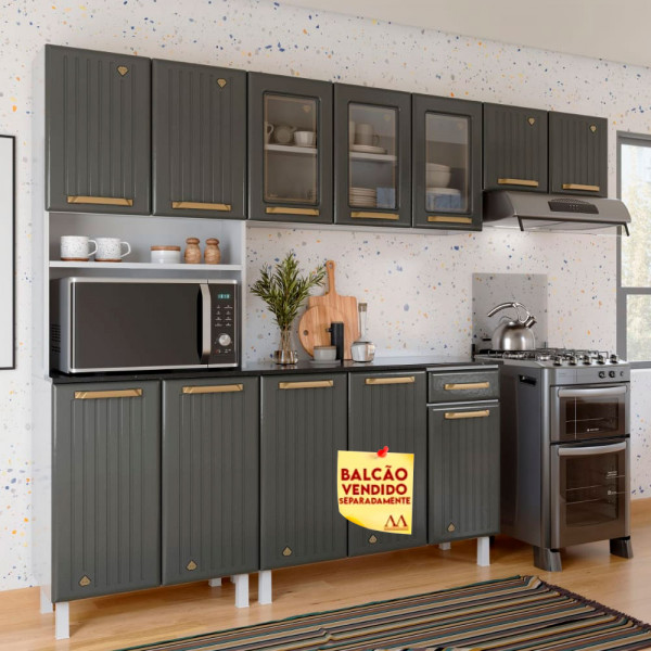 COZINHA TELASUL COMPACTA 44 9P 3 C/VD DIAMANTE NEW CINZA TOTAL 818444-09T COZINHA TELASUL COMPACTA 44 9P 3 C/VD DIAMANTE NEW CINZA TOTAL 818444-09T