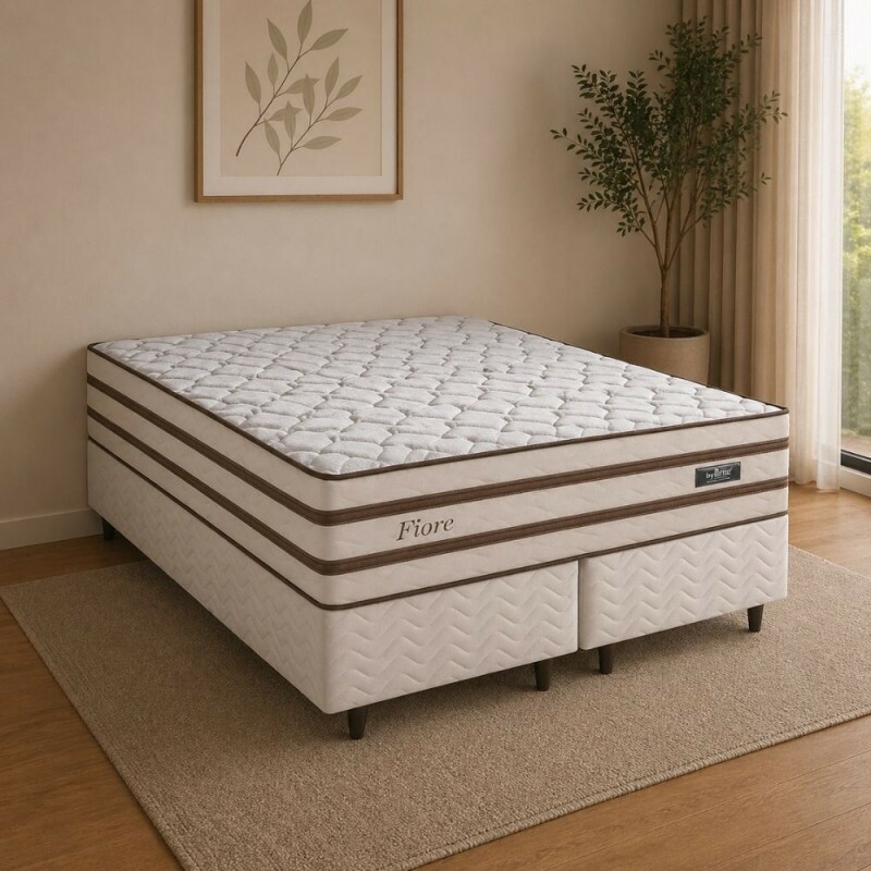 CJ BASE BOX/COLCHAO MOLAS ENSACADAS 158X198X76 DESIGN FIORE BEGE CJ BASE BOX/COLCHAO MOLAS ENSACADAS 158X198X76 DESIGN FIORE BEGE