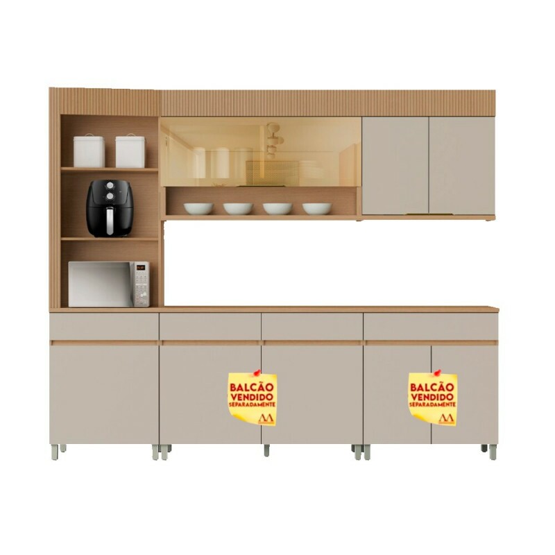 COZINHA NESHER REALEZA PREMIUM 265CM CARVALHO/GREIGE 501236 COZINHA NESHER REALEZA PREMIUM 265CM CARVALHO/GREIGE 501236