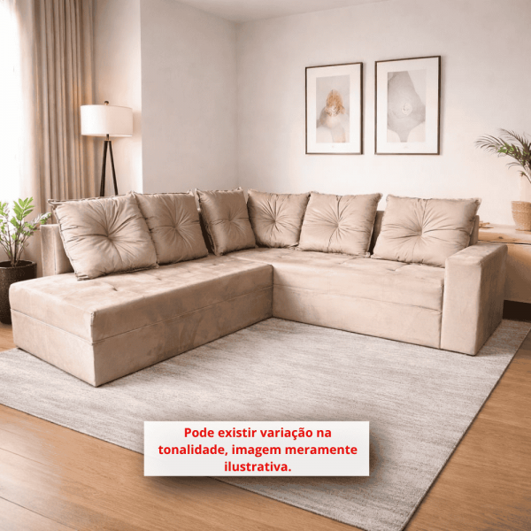 ESTOFADO RG LUGARES PETROLINA C/CHAISE CANTO BEGE ESTOFADO RG LUGARES PETROLINA C/CHAISE CANTO BEGE