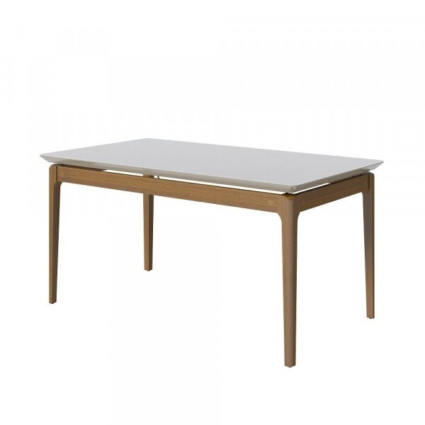 MESA IMCAL WIND 2.2 C/ VIDRO RETANGULAR OFF WHITE/CINAMOMO